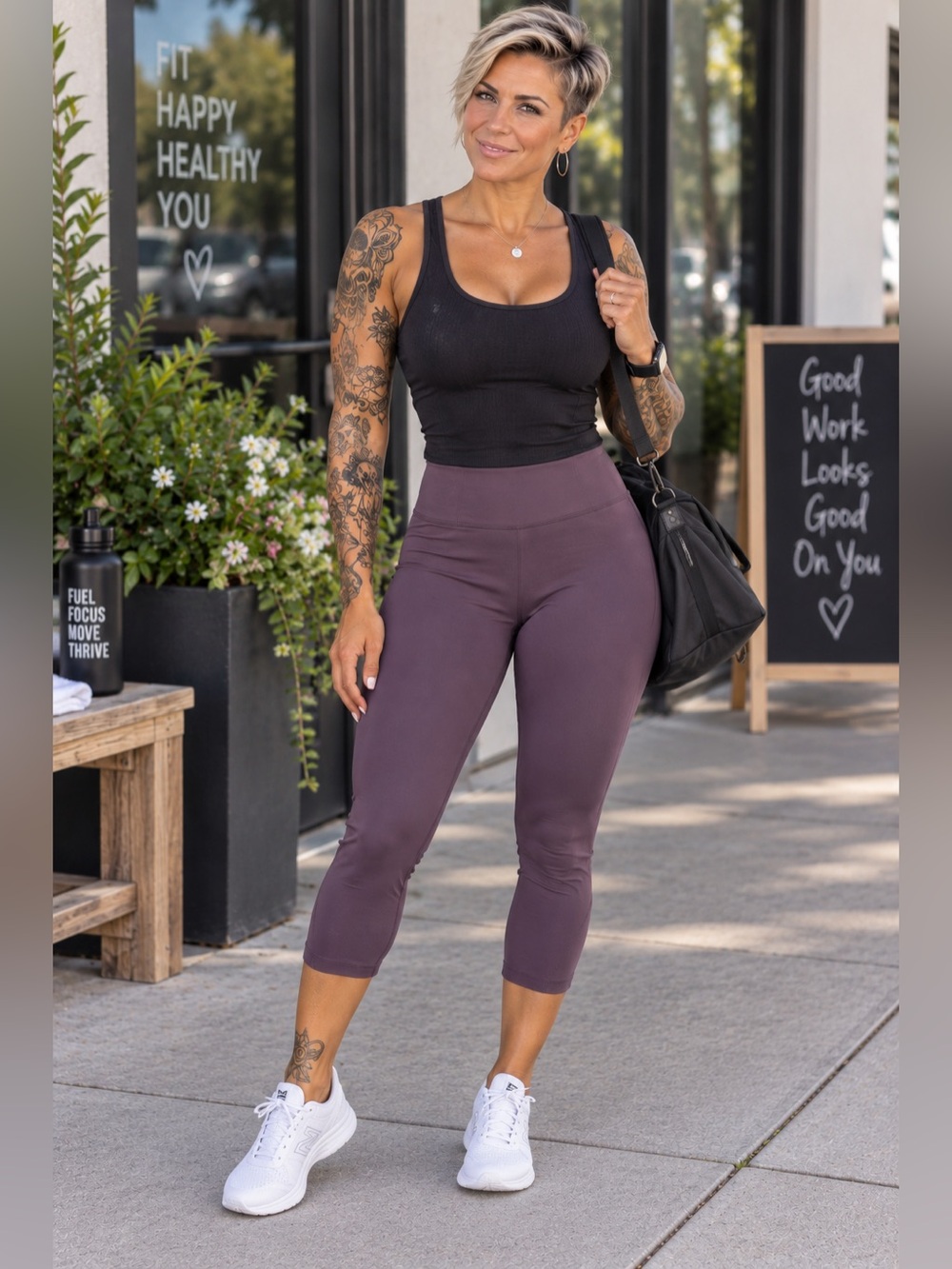 Marika Plum High-Waist Capri Leggings